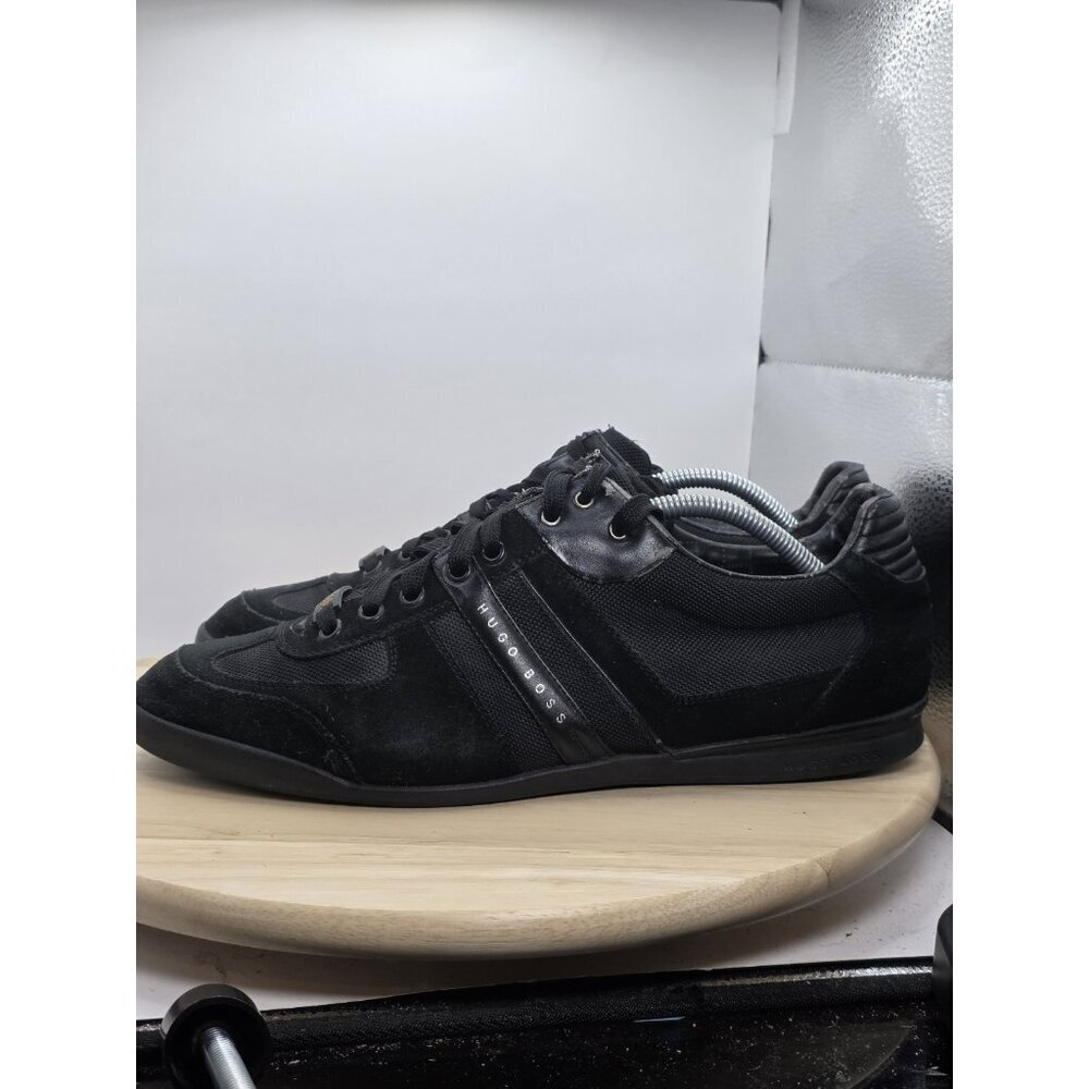 Mens 11 euro‎ 45 Hugo Boss All Black Suede/extile Shoes Sneakers